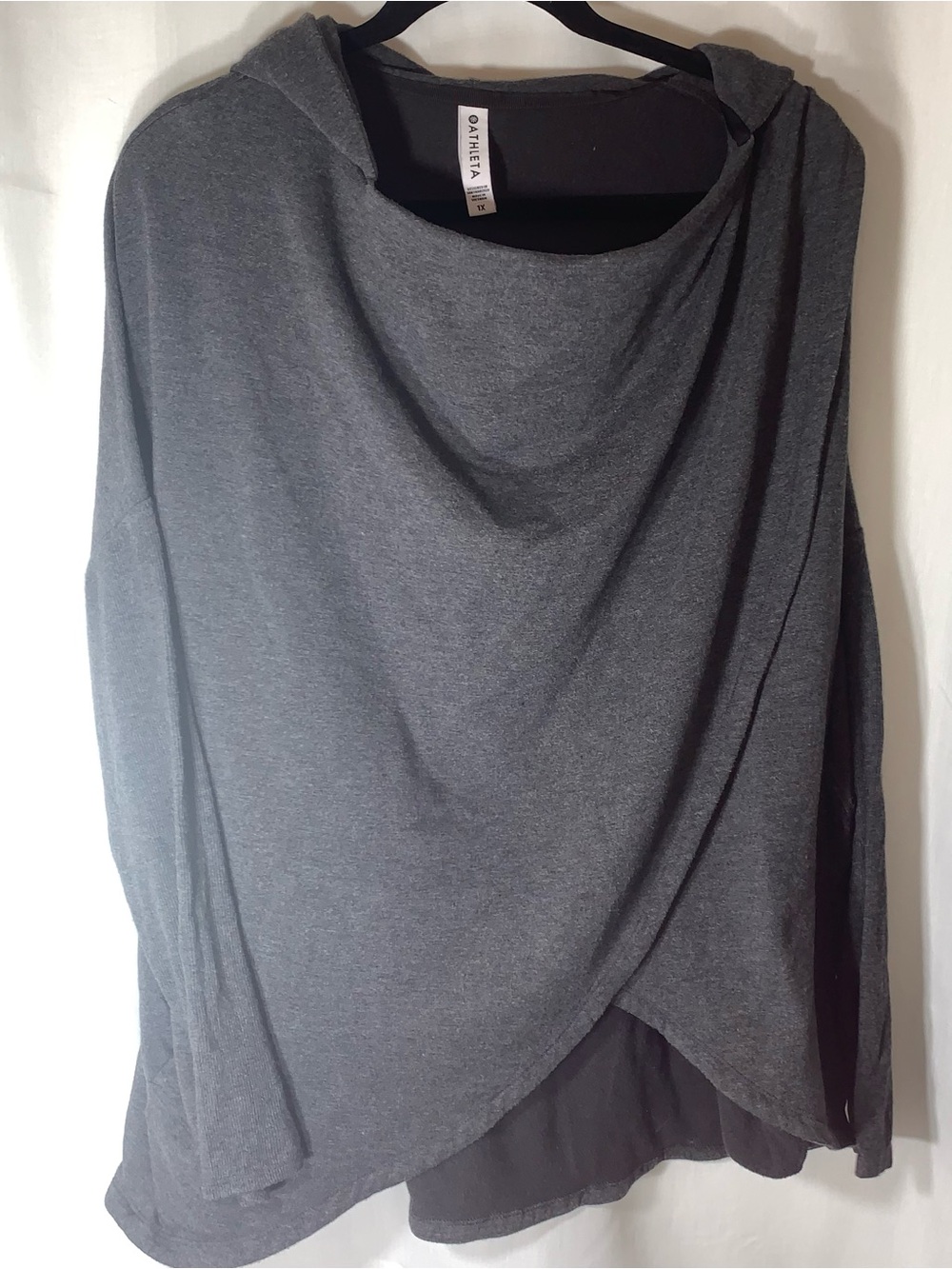 Athleta Charcoal Gray Draped Hoodie Top